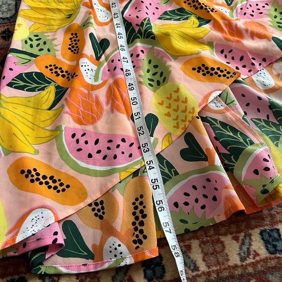 NWT Anthropologie Hutch Glenne Tropical Fruit Wrap Dress Maxi pink orange S - Picture 4 of 8